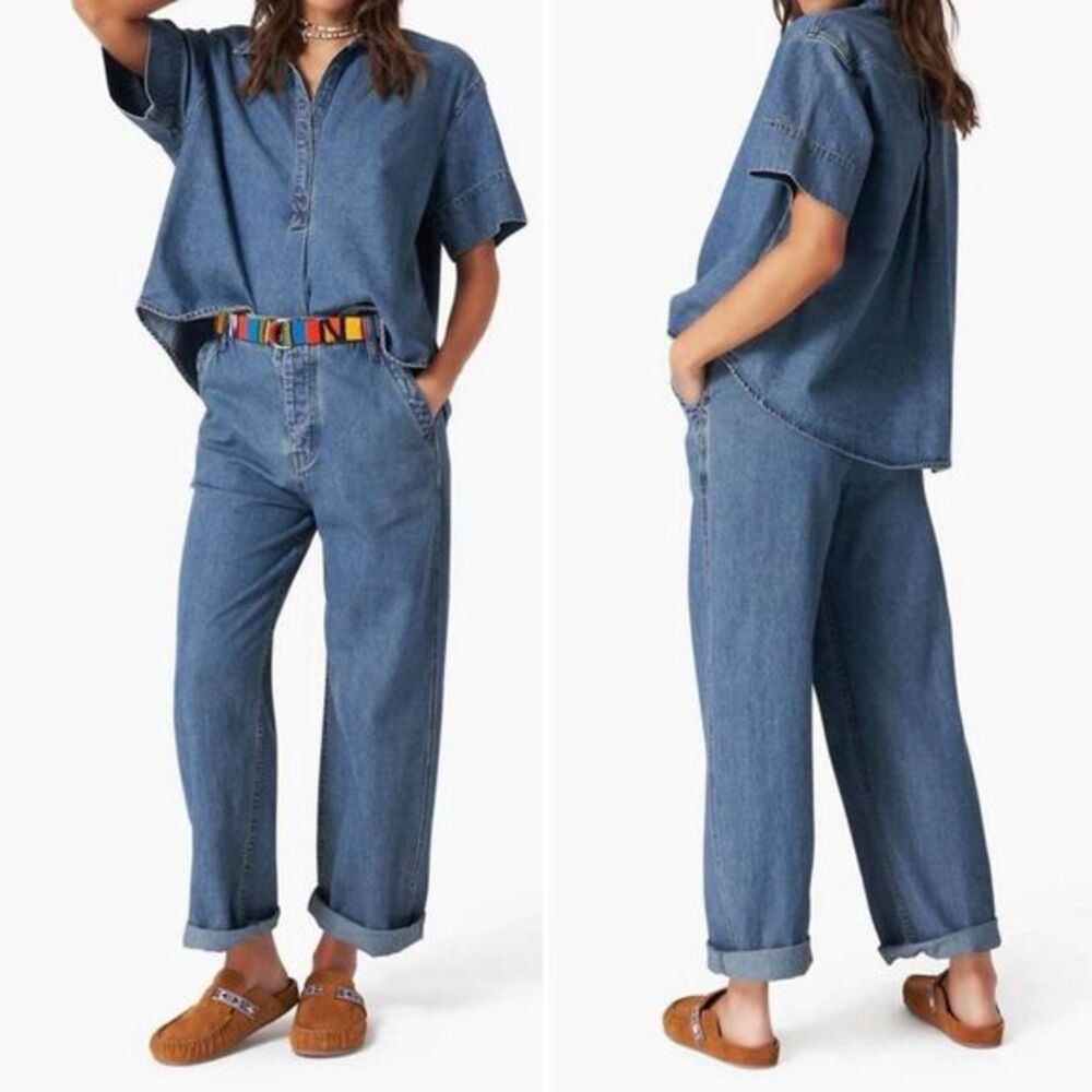 XiRENA Relaxed Wide-Leg Jeans in Denim Blue